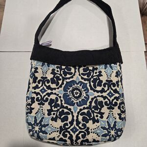 Retired 2013 Vera Bradley Canterberry Cobalt Pattern Tote/shoulder- Black Insert